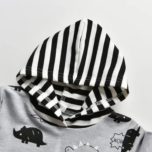 Vista 2 de Ropa para bebé niño, sudadera con capucha y pantalones con estampado de dinosaurio