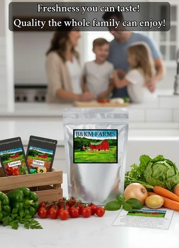 Vista 7 de B&KM Farms Kit de semillas de 50,000 reliquias – 50 variedades de semillas de verduras, frutas y hierbas sin OMG para jardinería en el hogar – Alta