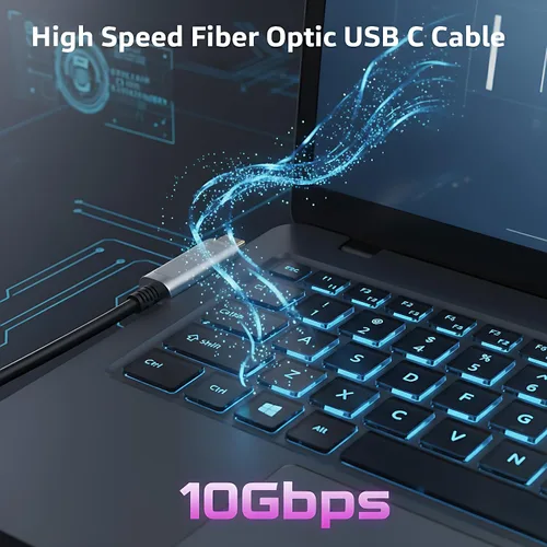 Vista 3 de Cable de fibra óptica USB A a USB C de 33 pies, cable óptico activo USB 3.2 Gen2 de 10 Gbps, Plug & Play, no requiere controlador, cero