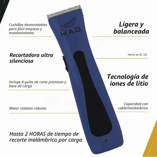 Vista 4 de Wahl Professional Sterling Mag - Batería de iones de litio con motor giratorio inalámbrico Azul medianoche
