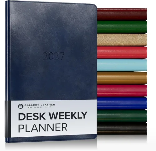 Vista 208 de Gallery Leather Planificador Semanal y Mensual Grande 2025-2026, Calendario Planificador y Cuaderno Elegantemente Encuadernado con Elegantes Bordes