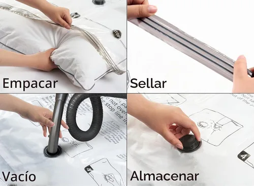 Vista 4 de Bolsas de almacenamiento al vacío SpaceAid, bolsas compresoras selladoras de ahorro de espacio para edredones, cobijas, almohadas, ropa de cama