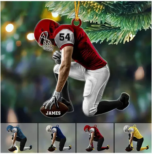 Vista 14 de Adorno de Navidad de fútbol americano personalizado, adorno de fútbol americano, adornos de Navidad de fútbol americano personalizados, adornos