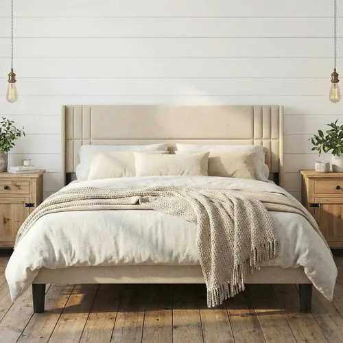 Vista 18 de Gizoon Base de cama matrimonial con cabecera con respaldo de ala, cama
