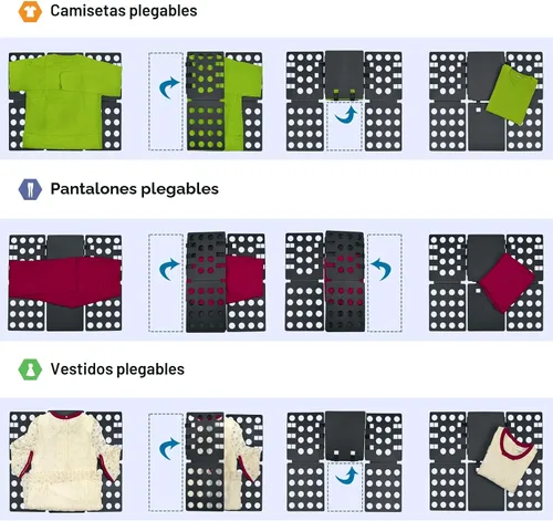 Vista 4 de Geniusidea Tabla para plegar camisas, tabla para plegar playeras para lavadero, tabla para plegar ropa de plástico PP ajustable, fácil de plegar