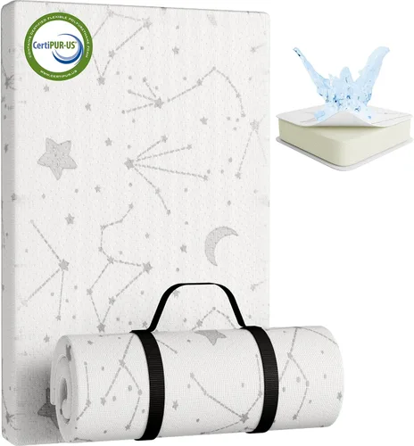 Vista 9 de YENING Colchón de bambú Pack and Play, transpirable, 38 x 26 pulgadas, impermeable, colchón de bebé para Pack N Play, cubrecolchón impermeable