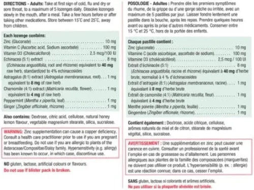 Vista 2 de Pastillas de zinc con equinácea y vitamina C - Pastillas de limón-30 Marca: Jamieson Laboratories