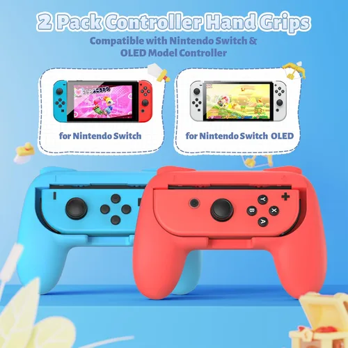 Vista 5 de FASTSNAIL Grips Compatible with Nintendo Switch for Joy Con & OLED Model for Joycon, Wear-resistant Handle Kit Compatible with Joy Cons Controllers