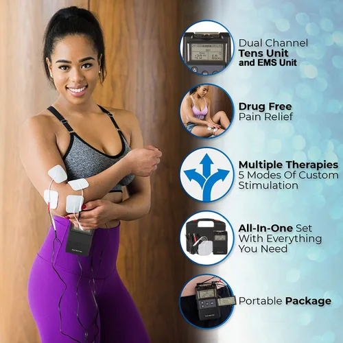Vista 3 de Roscoe Medical Unidad TENS y Estimulador Muscular EMS, Twin Stim, Máquina TENS OTC para Alivio del Dolor de Espalda Baja, Dolor de Cuello o Alivio