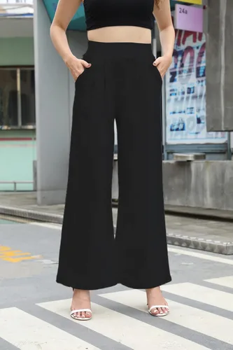 Vista 2 de SHINFY Pantalones palazzo elásticos de pierna ancha para mujer (S-3XL)
