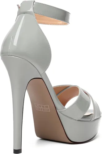 Vista 5 de MODENCOCO Sandalias de boda con correa de tobillo sexy para mujer, con plataforma y puntera abierta, tacón de aguja y tacón alto, zapatos de vestir