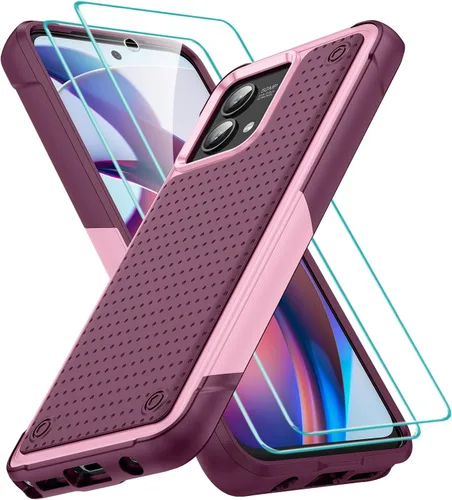 Vista 23 de Jeylly para Moto G Stylus 5G 2021 Funda con [2 Pack] Protector de Pantalla de Vidrio Templado, Protección Grado Militar Anti-Arañazos, Funda A