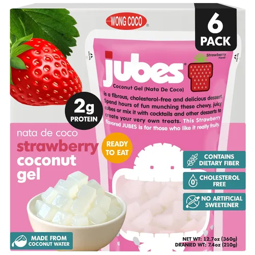 Vista 16 de Jubes Grape Nata De Coco Jelly Cubes 12.7 oz – Cubos de jalea de coco de uva para sagú – Gel de coco en ingredientes de jarabe para té de frutas