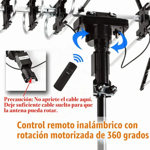 Vista 3 de Antena de TV HD para exterior de Five Star de 4K: alcance largo con control de ganancia automática, rotación motorizada de 360 grados, radio Solo
