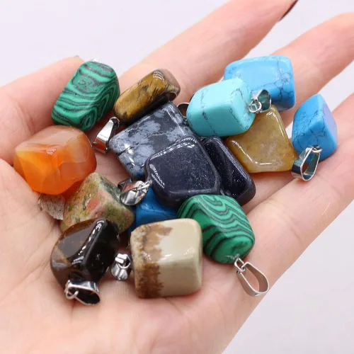 Vista 3 de LHJ 20 dijes de piedra natural irregulares al azar mezclados de ágata de cristal curativo para hacer joyas, collares, aretes, meditación