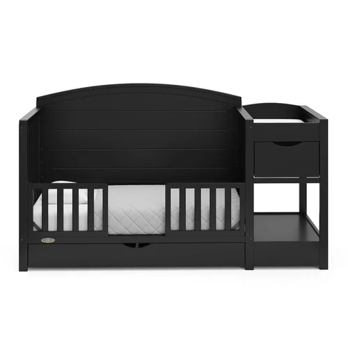 Vista 13 de Graco Bellwood - Cuna convertible 5 en 1 y cambiador con cajón (negro) - Certificado GREENGUARD Gold, cajón de almacenamiento de tamaño completo, se