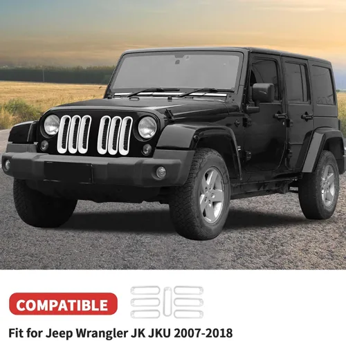 Vista 6 de Rejilla de inserción de rejilla para Jeep Wrangler JK JKU 2007-2016, color blanco
