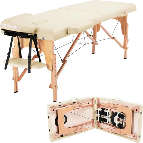 Vista 11 de Yaheetech - Mesa de masaje portátil, camas para pestañas, cama de spa, sofá de masaje plegable, mesas de spa ajustables, plegables en 2 con bolsa
