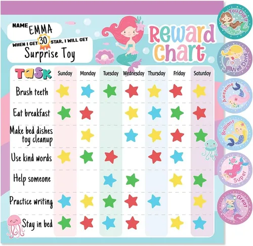 Vista 9 de Reward Chart for Kids – Dinosaur Magnetic Kids Behavior Chart, Pad with 26 Chore Charts, 1920 Star Stickers, 49 Incentive Stickers, Responsibility