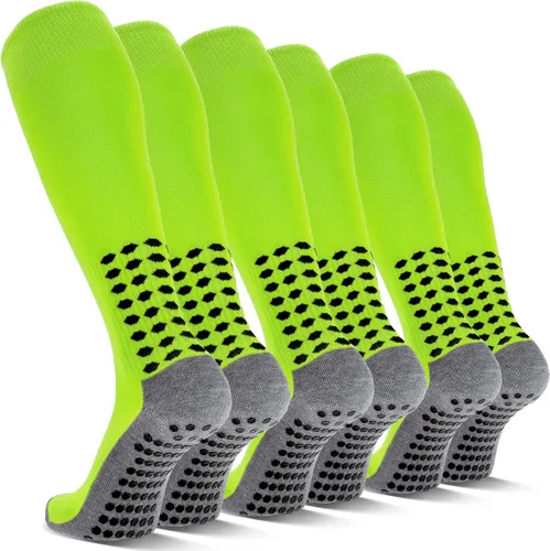 Vista 13 de 3 pares de calcetines de fútbol de agarre para hombre, acolchados, antideslizantes, para fútbol, baloncesto, deportes, hasta la rodilla, calcetines