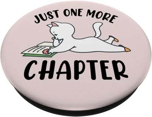 Vista 2 de Just One More Chapter Cute Cat Reading Book Lover PopSockets PopGrip intercambiable