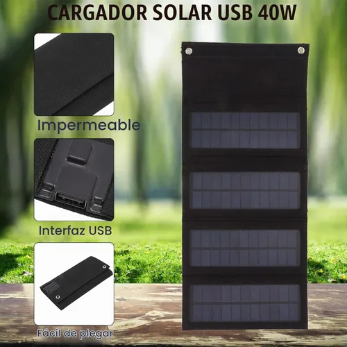 Vista 3 de Kit de panel solar, panel solar portátil, eficiencia de salida de 40 W, alta eficiencia de conversión, panel solar plegable, paneles solares