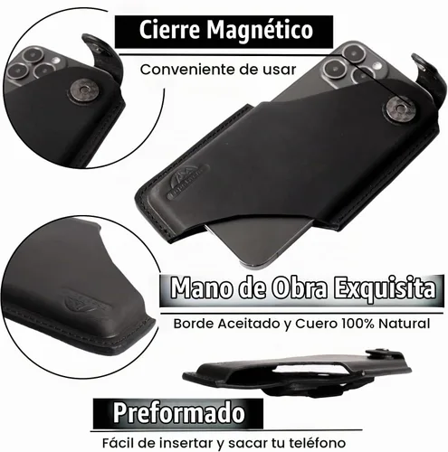 Vista 3 de Topstache Funda de cuero para teléfono celular para iPhone 17/17 Pro/16/16 Pro - Funda para teléfono celular con clip para cinturón para hombres