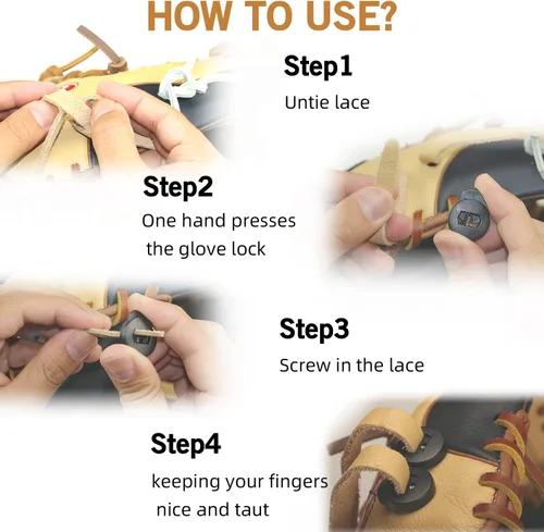 Vista 7 de AliBall Glove Locks - Juego de 8 cerraduras de encaje para guantes, nunca más necesitarás nudos, se adapta a todos los guantes de béisbol y sóftbol