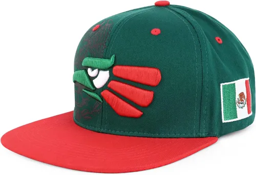 Vista 18 de Hecho En Mexico Águila 3D Bordada Gorra Plana con Cierre Snapback Verde oscuro Negro 4