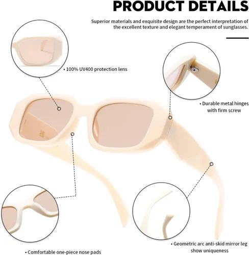 Vista 6 de Gafas de sol Mujer Cuadrado Hombres Moda Mostrar Sombras Retro Moda Moda Vogue Protección UV