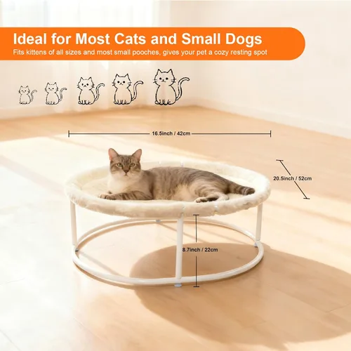 Vista 2 de Hamaca elevada para gatos, uso en todas las estaciones para gatos grandes y perros pequeños Supports Up to 66 LBS with Iron Frame, Washable