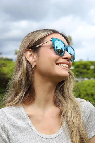 Vista 2 de DIFF Bella Designer - Gafas de sol cuadradas de gran tamaño para mujer, 100% UVAUVB, colores de moda, Cristal de hielo turquesa