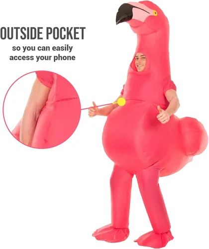Vista 6 de Morph Disfraz inflable de flamenco, disfraz de flamenco para adultos, disfraces inflables para adultos, disfraces inflables para adultos