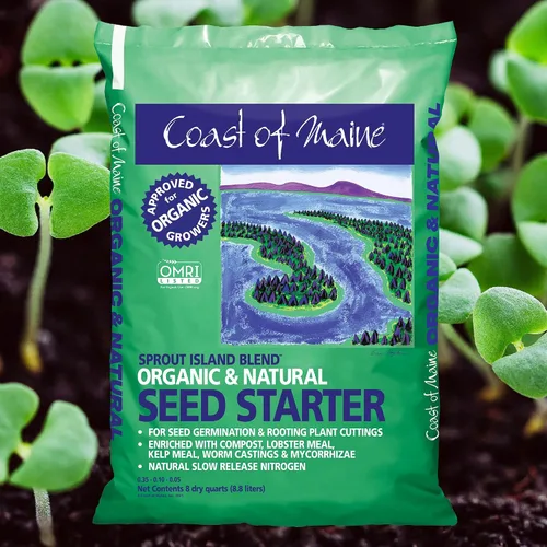 Vista 2 de Coast of Maine, 8qt (paquete de 4) Sprout Island Blend, iniciador de semillas orgánicas y naturales para germinación de semillas y esquejes