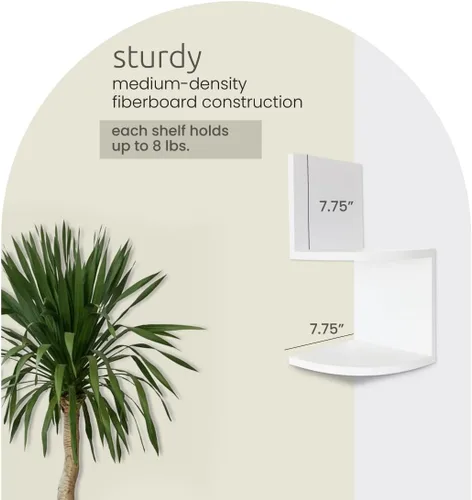 Vista 3 de kieragrace Priva - Estante esquinero de pared, juego de 2, blanco, 7.75 x 7.75 pulgadas