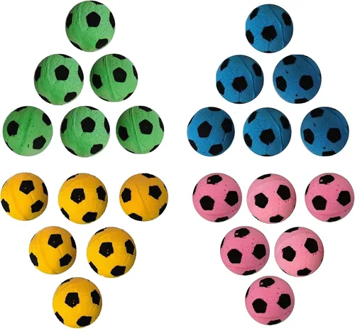 Vista 5 de Pelotas de fútbol de espuma, juguetes para gatos (24 piezas)