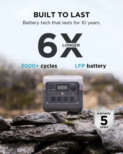 Vista 5 de EF ECOFLOW Estación de energía portátil RIVER 2 Pro, batería LiFePO4 de 768 Wh, carga rápida de 70 minutos, 4 salidas de CA de 800 W