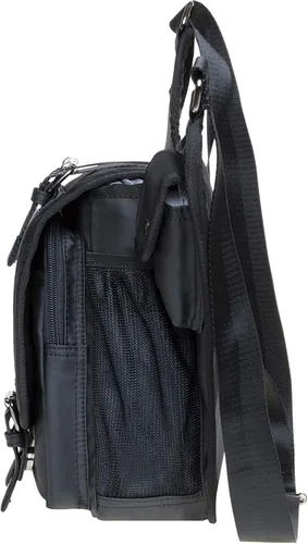 Vista 3 de Bolso de mensajero de lona vintage para hombre, bolso de mensajero de retazos de cuero en el pecho