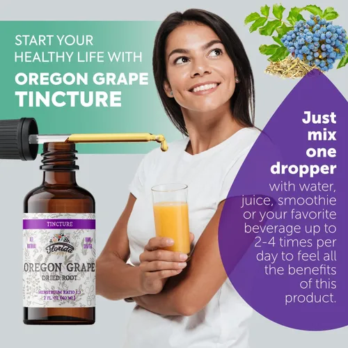 Vista 4 de Tintura de uva de Oregon, extracto orgánico de uva de Oregón (Mahonia aquifolium) – Sin OMG en glicerina vegetal orgánica prensada en frío, 2 onzas