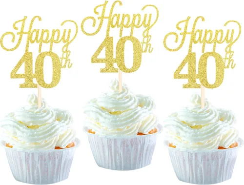 Vista 16 de Paquete de 24 adornos para cupcakes con purpurina número 15, quince cumpleaños, decoración para cumpleaños de 15 años, suministros de fiesta de Negro