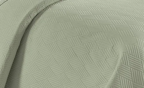 Vista 2 de Linen Plus Juego de Cobertor y Colcha de Lujo de Gran Tamaño con Relieve Color Verde Claro Sólido Full/Queen Cobertor de Cama Nuevo # Ashley