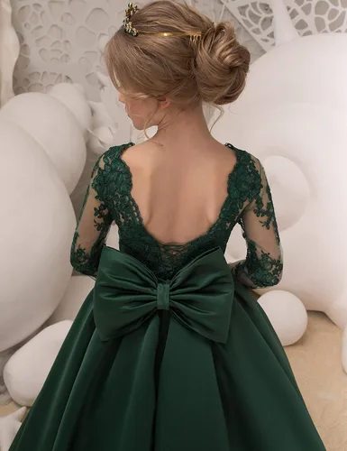 Vista 4 de Junguan Vestidos de fiesta de manga larga para niñas TF006