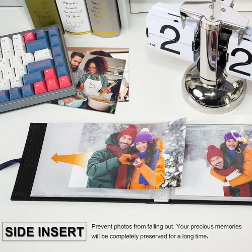 Vista 5 de Vienrose Álbum de fotos pequeño de 4 x 6 pulgadas, mini libro de fotos con bolsillos, páginas transparentes con capacidad para 52 fotos, cubierta