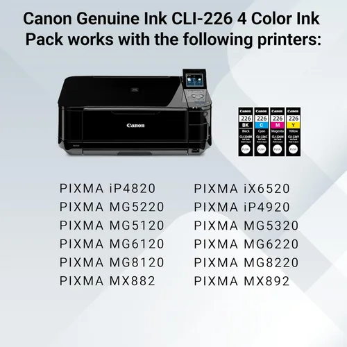 Vista 6 de Canon CLI-226 Paquete de color genuino con 50 hojas de papel fotográfico, compatible con iP4820, MG5220, MG5120, MG6120, MG8120, MX882, iX6520