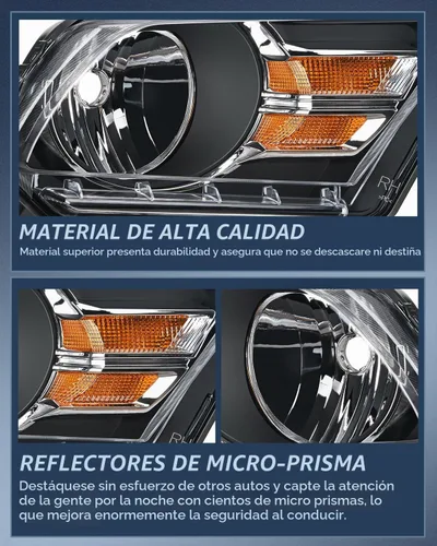 Vista 6 de Nilight Conjunto de faros delanteros para Ford Mustang Pickup Truck 2010 2011 2012 2013 2014 repuesto de faro carcasa negra reflector ámbar lado