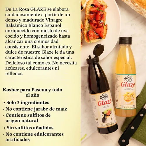 Vista 4 de De La Rosa Dark & White Balsamic Glaze Premium Bundle (8.45 oz 2 unidades)