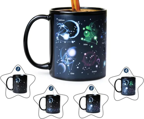 Vista 2 de Regalos de Astronomía Taza de Café con Tapa, 12 Regalos del Espacio de Constelaciones para Hombres y Mujeres, Taza de Cerámica con Tema de Planeta