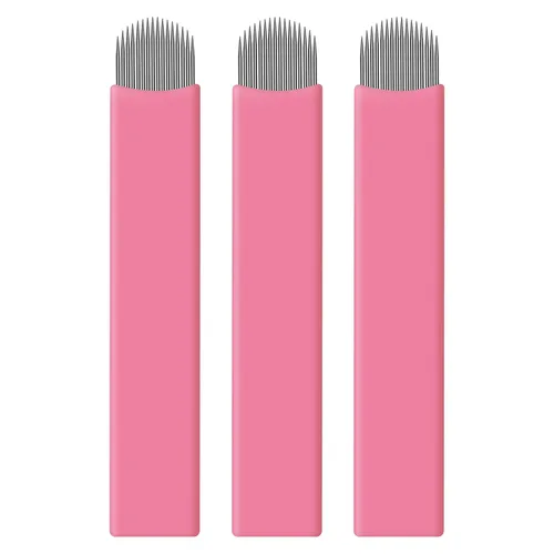 Vista 9 de 50 hojas de microblading desechables color rosa #14 nano, 0.006 in, perfectas para trazos de cabello, cejas, agujas más finas del mercado