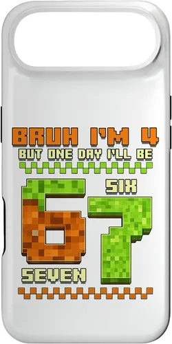 Vista 27 de Bruh I'm 4 But One-Day I'll Be 67 Retro 4th Birthday Kids Case for iPhone 17