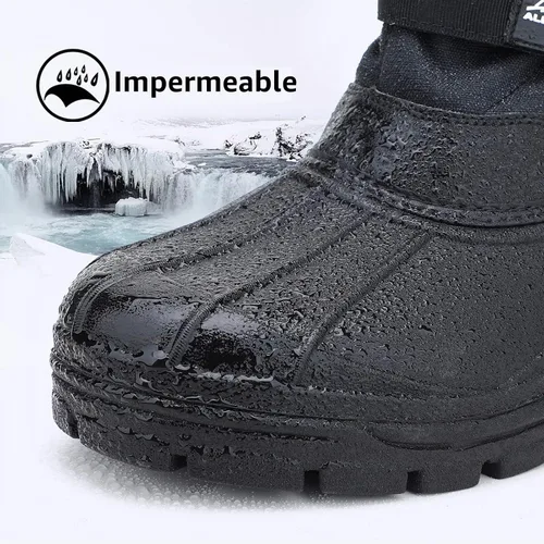 Vista 3 de ALEADER Botas impermeables y aisladas para nieve para hombre Botas de invierno con caparazón cálido y cómodo para exterior Negro/hebilla